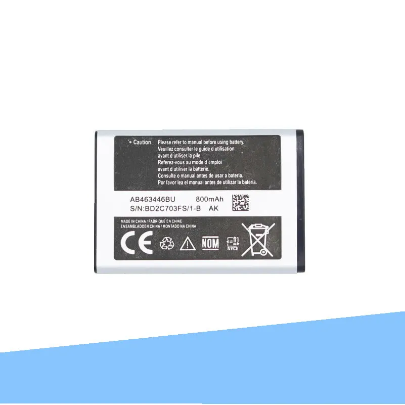 1x 800mAh AB463446BU Заменительный аккумулятор + Зарядное устройство для Samsung SGH GH E251 E258 E350 E428 E500 X208 E900 E908 C512 X630 X680 и др.