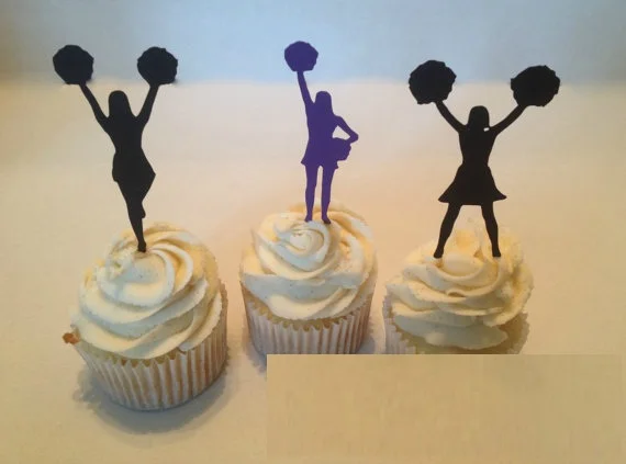 

Cheerleadere Silhouette Cupcake Toppers sports event Party Picks baby shower wedding birthday toothpicks decor
