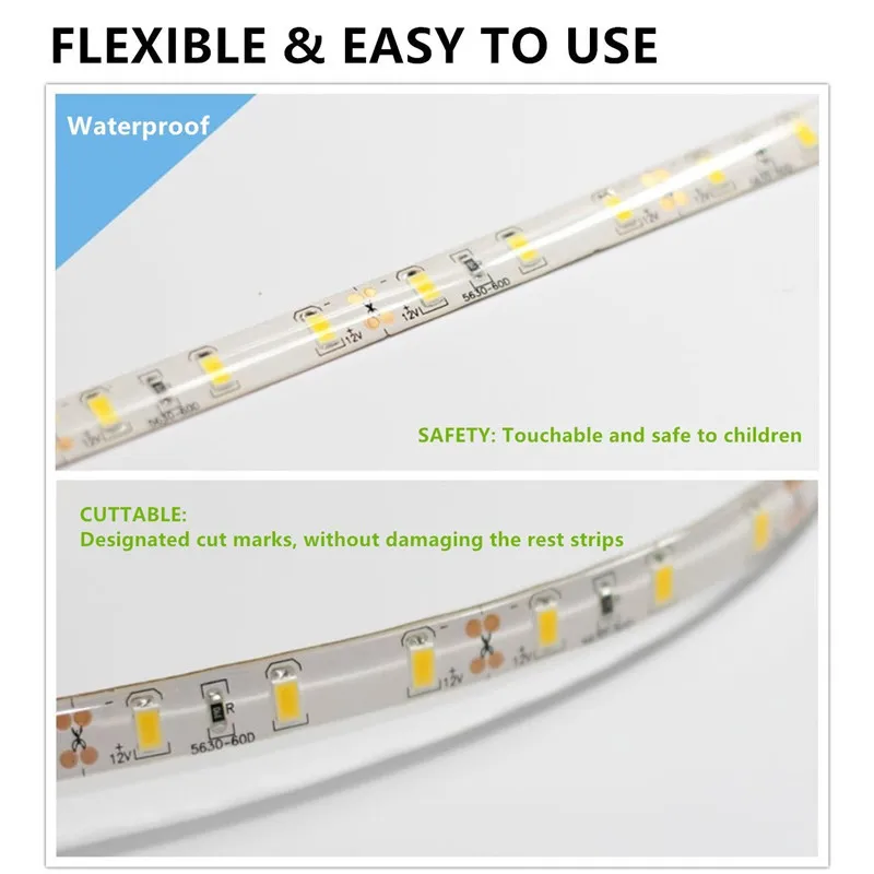 Высокая яркость 12 в led Лента светодиодная свет комплект SMD 5630 5730 теплый белый холодный+ 10A питание для спортзала спальня