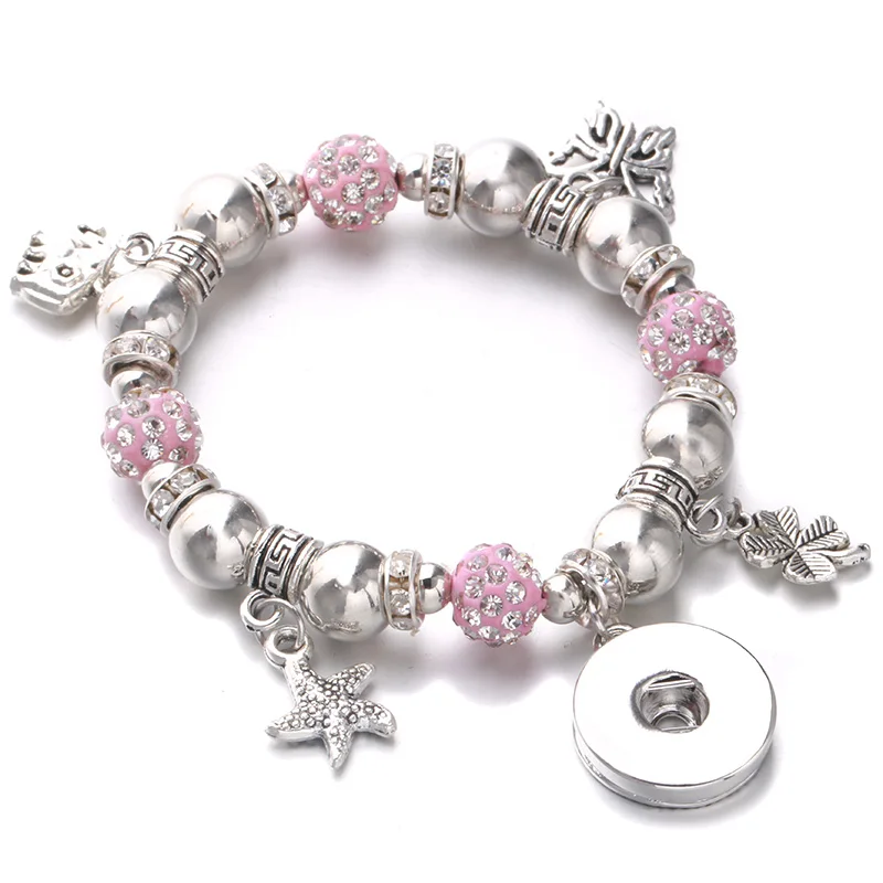 Женский эластичный браслет сделай сам с бусинами 18 мм кнопками для ювелирных
