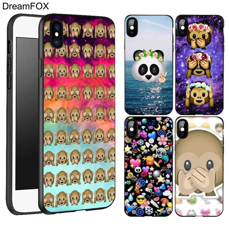 DREAMFOX L210 обезьяна смайлики Черный Мягкий ТПУ силиконовый чехол для Apple iPhone 11 Pro XR XS