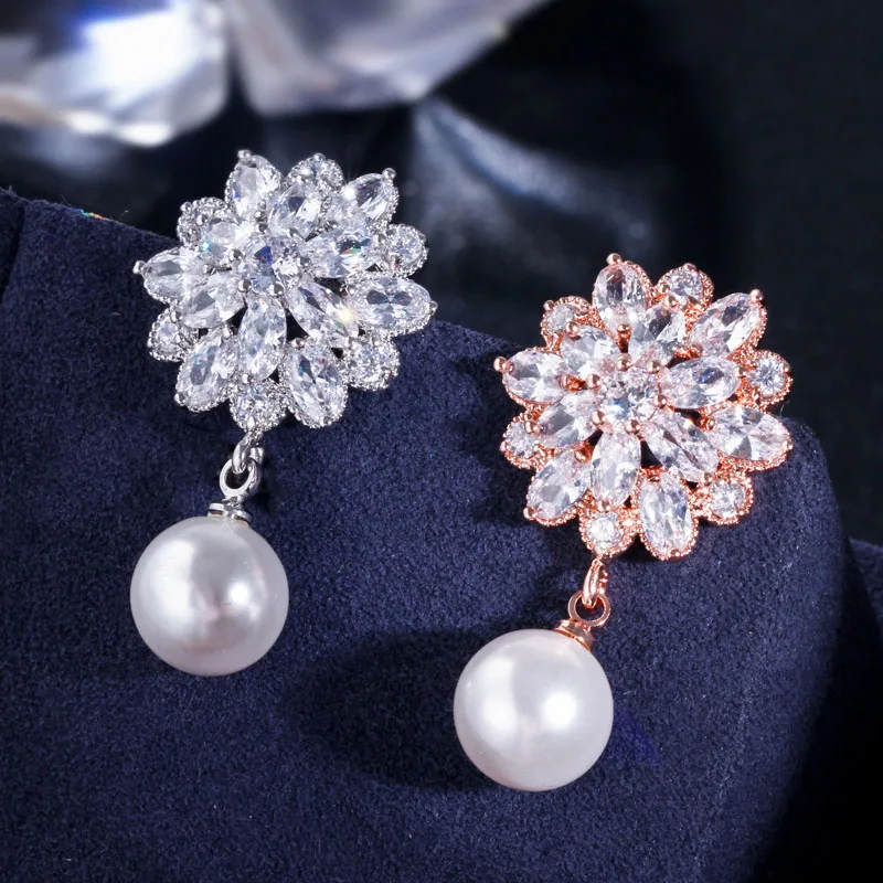Женские серьги подвески с фианитами жемчугом|drop earrings|earrings designerearrings fashion |