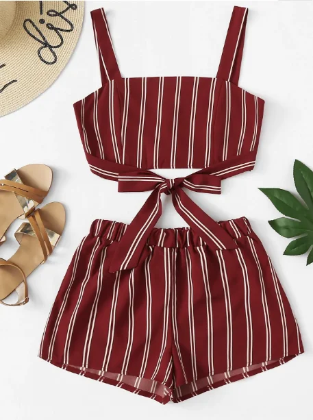 Off Shoulder Cinched Floral Set Striped Shorts Faldas Mujer Moda 2019 Crop Top Bow Summer 2 Piece Zipper |