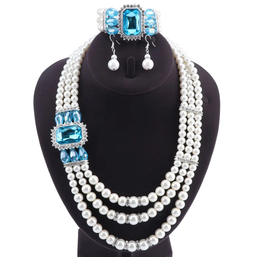 Бренд Реплика индийские жемчужные ювелирные изделия Schmuck набор Дубай подарок свадебный набор ожерелье браслет серьги без минимального заказа