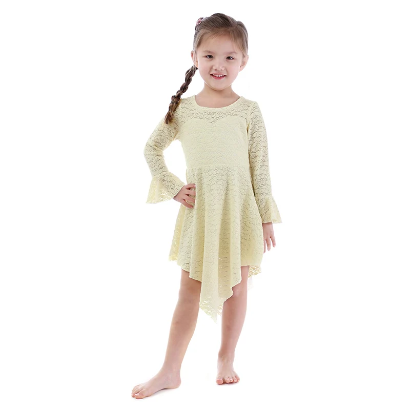 Kaiya Angel Fashion Baby Long Sleeve Pirncess Milk White Floral Dress children Girls Spring Summer Autumn Winter Clothing | Детская