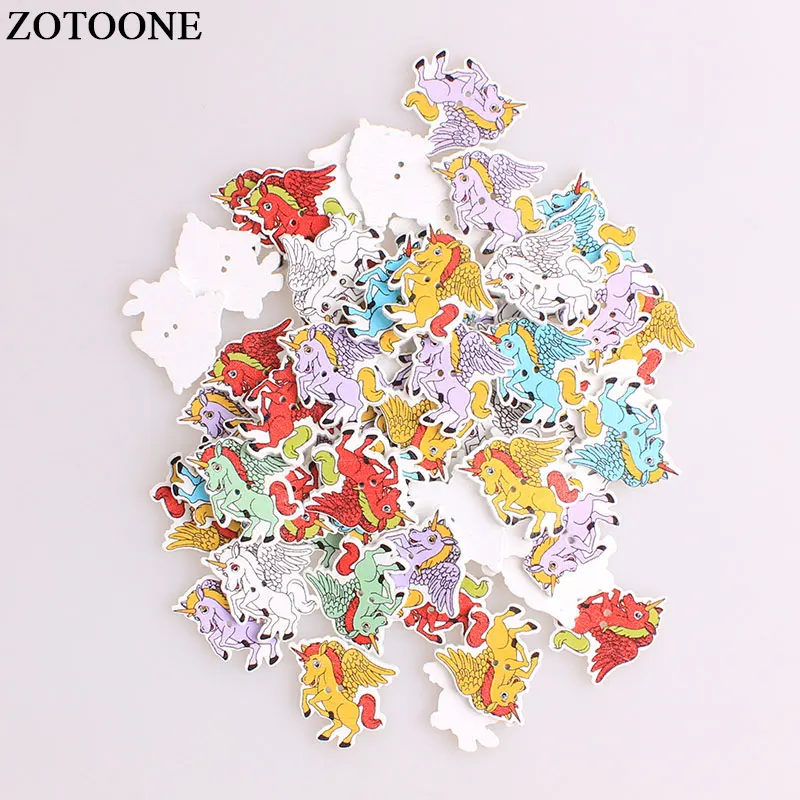 ZOTOONE в виде единорога из мультфильма деревянные пуговицы &quotсделай сам&quot