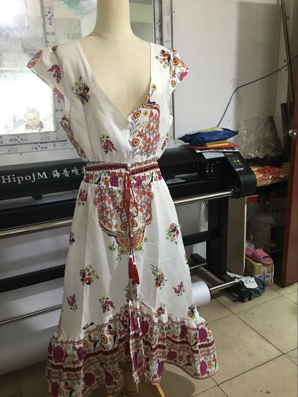 Женское богемное платье с коротким рукавом винтажное цветочным принтом и