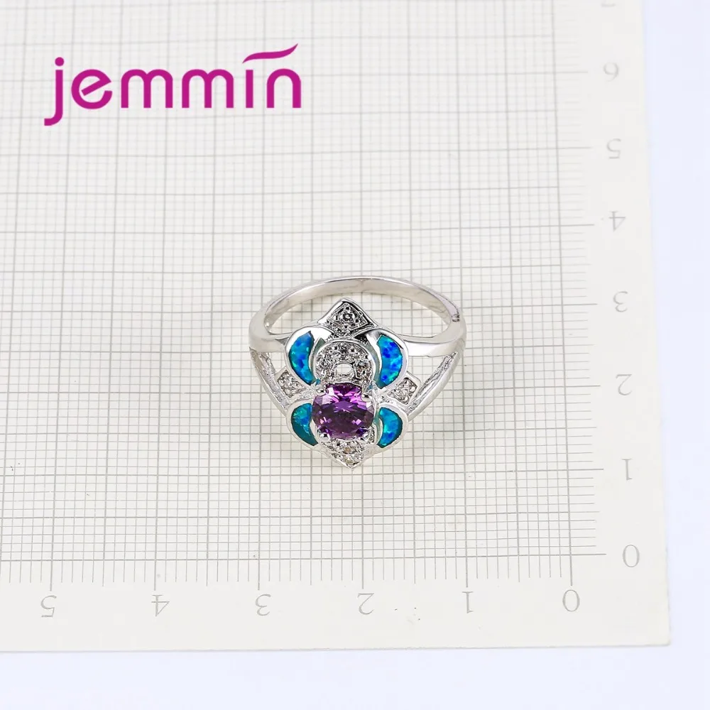 

New Arrival Purple Crystal Wedding Rings 925 Sterling Silver Opal Finger Ring For Women Valentine's Days Anillos Bijoux