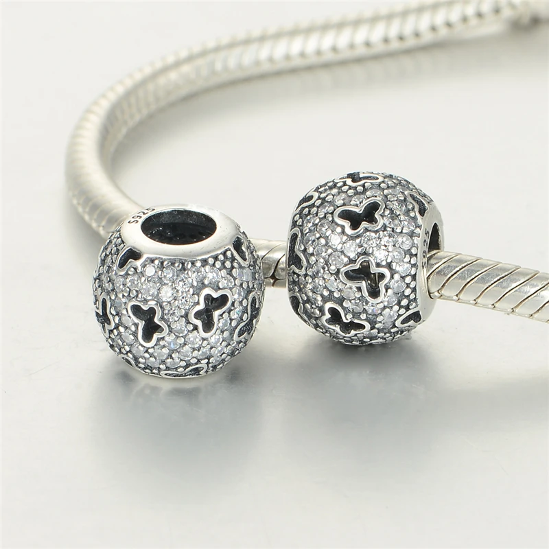 

Openwork Sparking Butterfly Charm Fit European DIY Bracelet & Bangle Beads for jewelry making sterling silver Jewelry