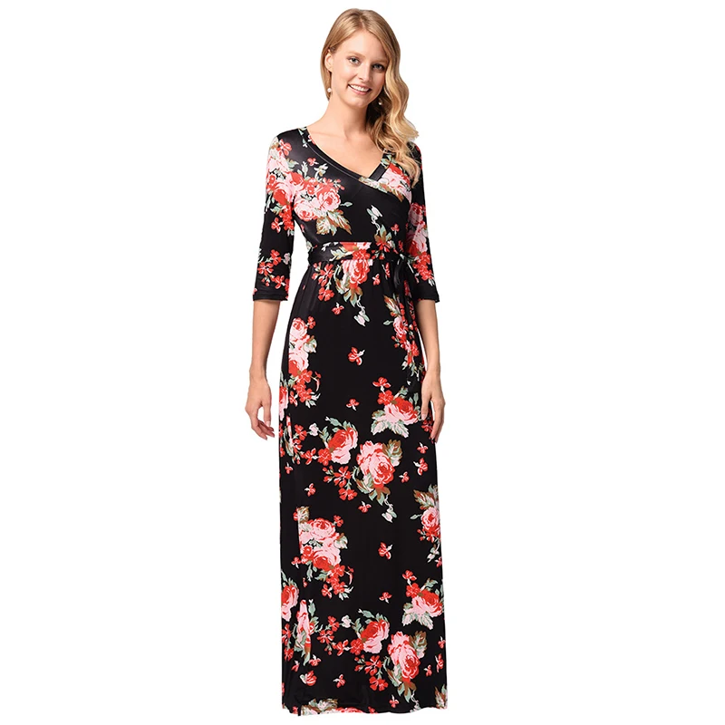 Вивьен Ли 2018 Бохо-платье большого размера весна осень длинное макси робе винтажное повседневное женские платья с принтом цветов