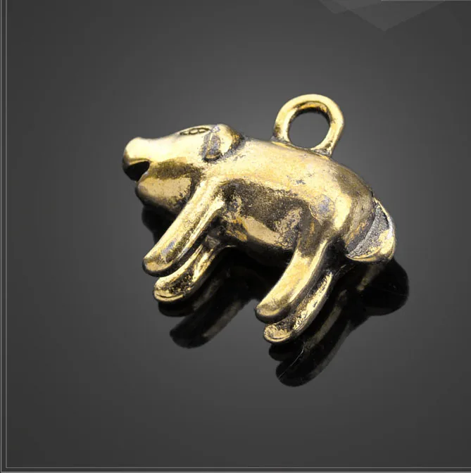 

30 PCS/Lot 14.7mm*17.7mm jewelry handmade charm antique gold Color small cute pig charms