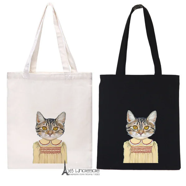 

Free shipping 17 styles for choose Cool Cats Canvas Shoulder Bag Dressing Funny Attitude Eco-friendly storage friends gifts