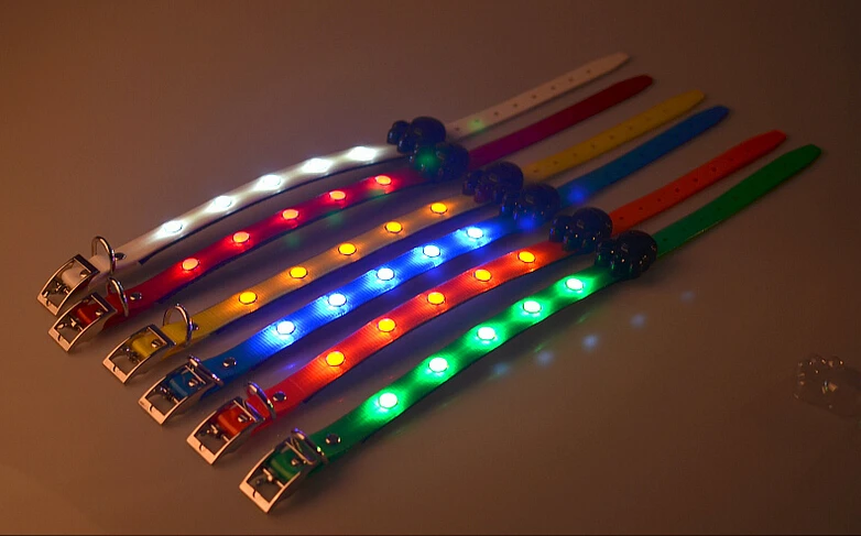 Светящийся собачий ошейник D39 из ТПУ с драгоценным камнем светодиодный