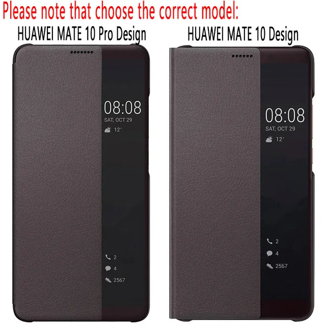 Чехол для huawei mate 10 pro, официальный бренд huawei mate 10, флип-чехол, качественный чехол из искусственной кожи, чехол для смартфона с сенсорным экраном - Цвет: Коричневый