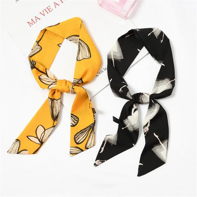 2019 новый дизайн розовый желтый шелковый шарф с принтом сердца женские узкие