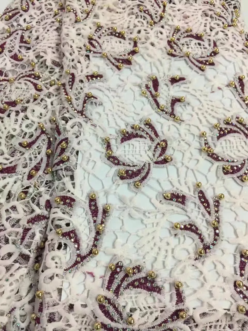

African Pearl stone High Quality Net Lace,French Voile Guipure tulle mesh Lace Fabric For dress Free Shipping Purple K-R1241C
