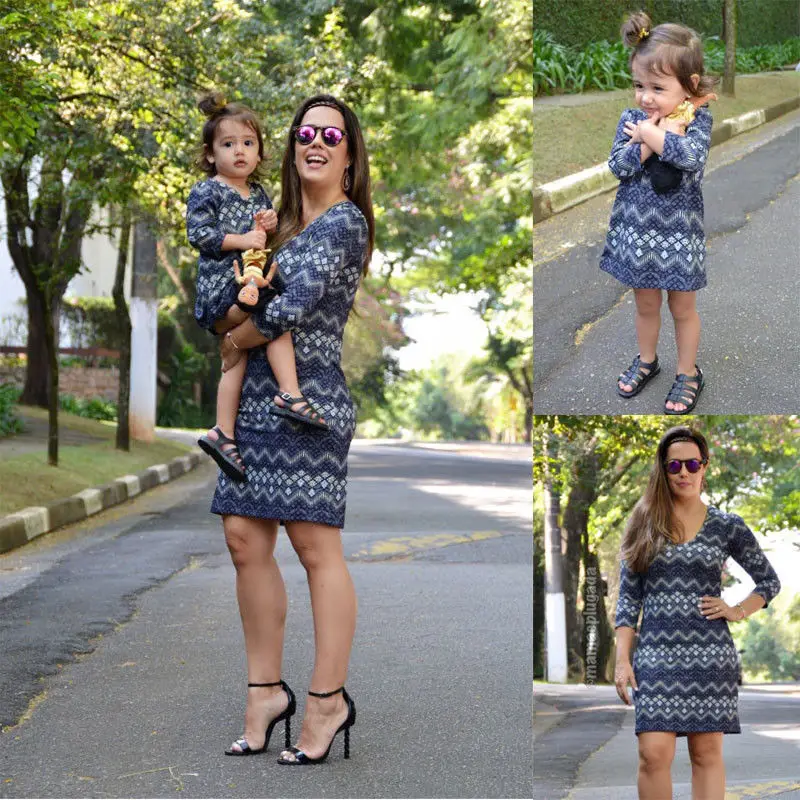 Модная Одинаковая одежда для семьи одинаковые платья с длинными рукавами мамы и