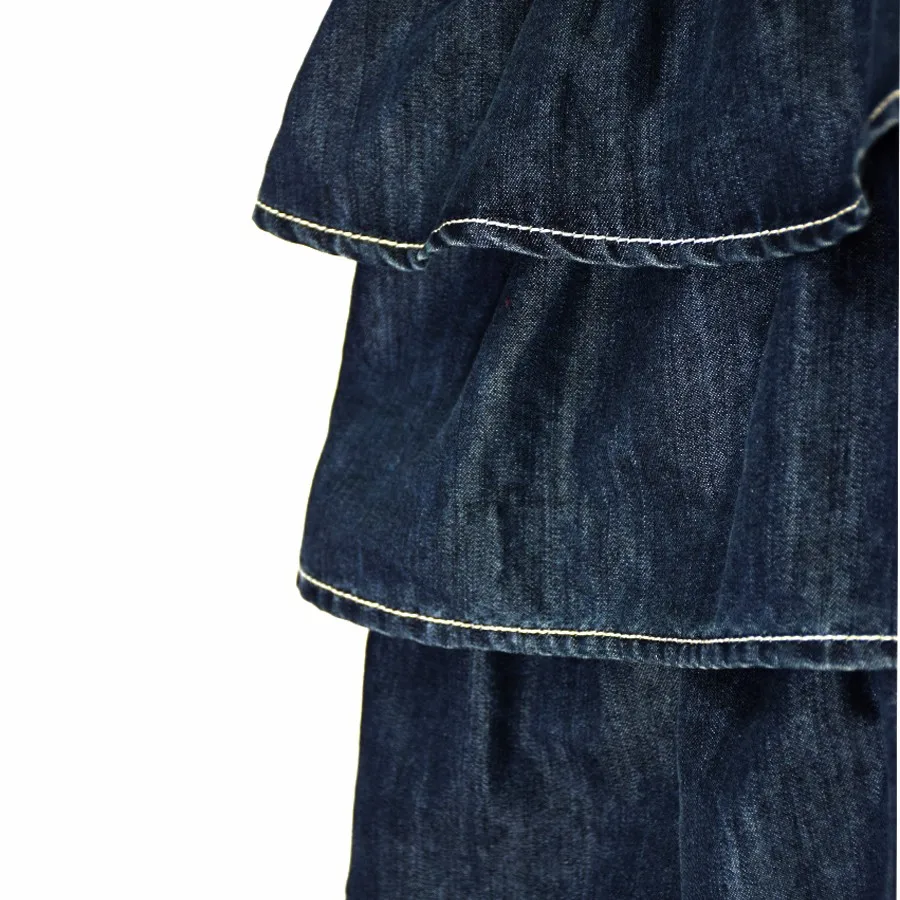 Baby Girls Princess Dresses Denim Sundress Jeans Layered Tutu Ruffled Sleeve Vintage Bebe Vestidos Menina Girl Clothing | Детская одежда
