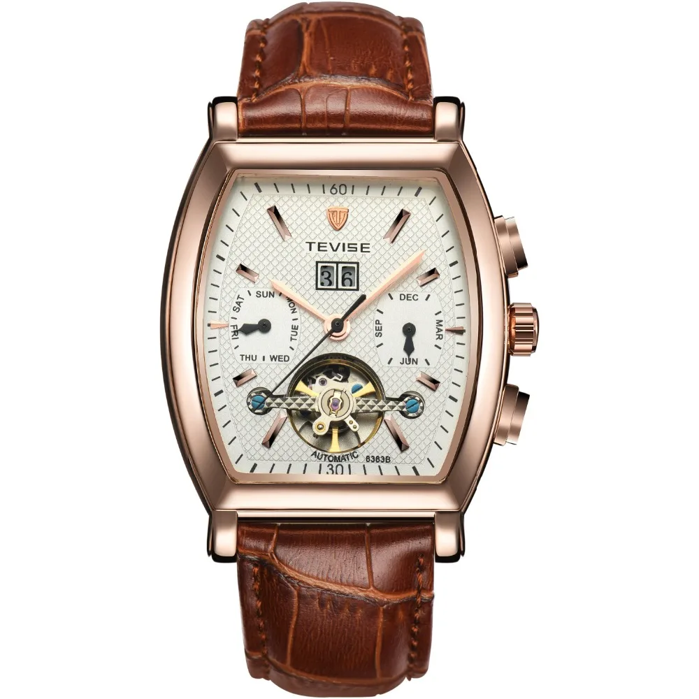 Бренд TEVISE высокое качество турбийон автоматические механические часы для мужчин