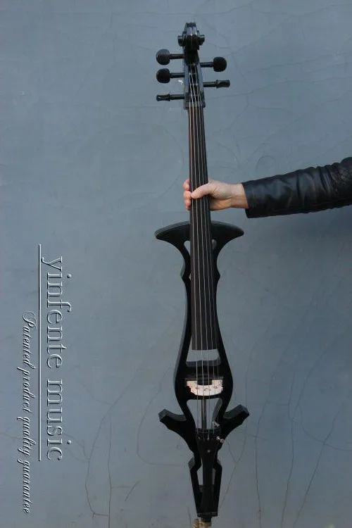 Черный 4/4 violoncello черная электрическая Виолончель из цельного дерева чудесная звуковая сумка с бантом Yinfente - Цвет: Черный