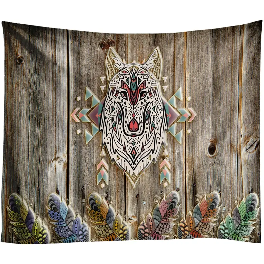 Слон волк гобелен богемная Мандала настенный скандинавский племя дерево