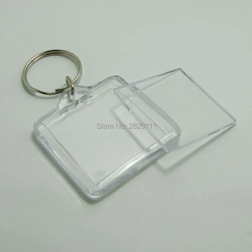Оптовая продажа 100 шт. пустые акриловые квадратные фото брелоки для фоторамки