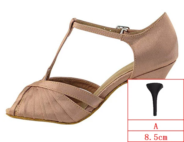 Tan-A Zapatos De Baile; высота каблука 8 см; цвет черный, коричневый; обувь для сальсы с открытым носком; удобная женская обувь для танцев; обувь для латинских танцев; ZC33 - Цвет: Tan-A
