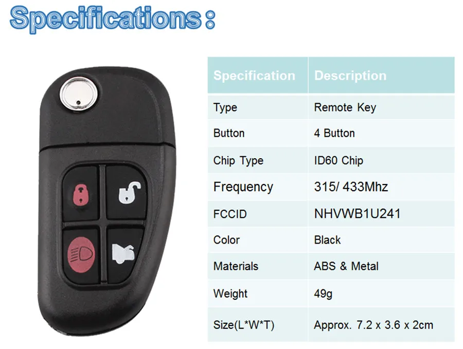 BHKEY 4 кнопки Авто Флип дистанционный ключ для Jaguar X-type S-type 1999-2009 XJ XJR 2002-2008 433 МГц/315 МГц+ чип 4D60