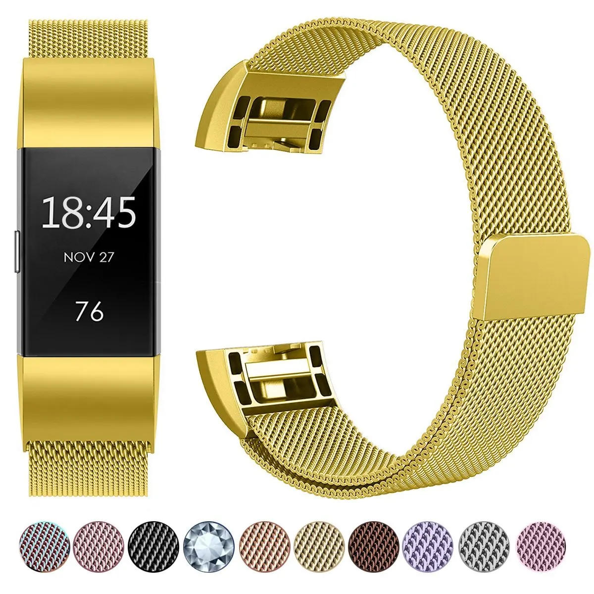 2 Магнитный браслет из нержавеющей стали ремешок для Fitbit Charge 2 сменные браслеты миланские полосы для Charge 2 Аксессуары для часов - Цвет: 2