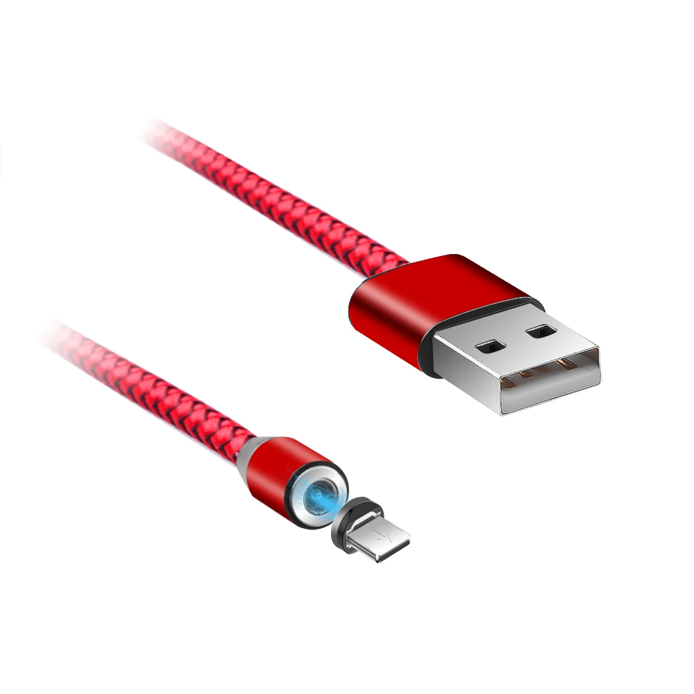 Магнитный зарядный кабель Kebidumei 1 м Micro USB светодиодный провод Type C для iPhone XR XS Max