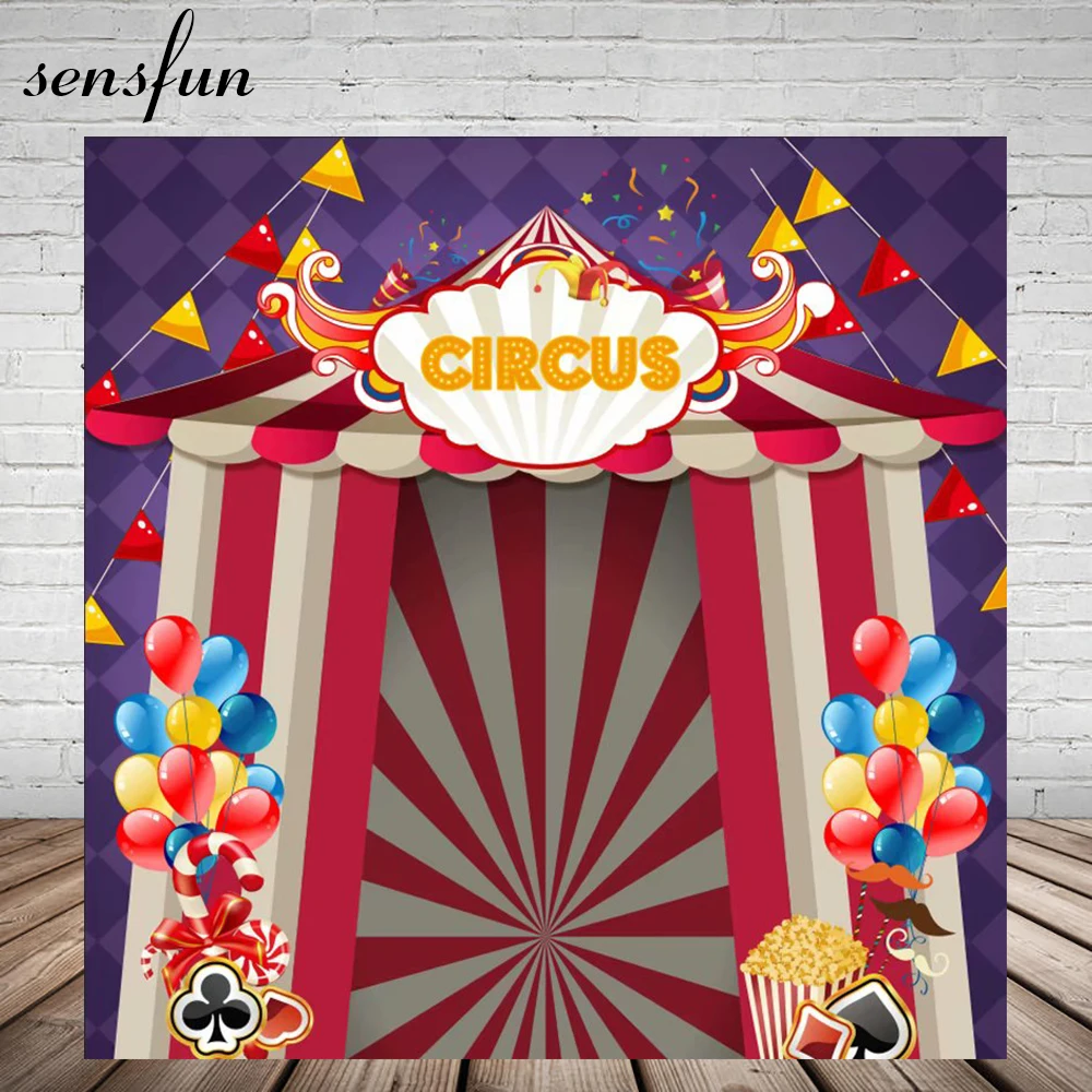 

Vinyl Carnival Circus Tent Stage Bunting Balloon Photography Backdrop Original Design Backgrounds For Photocall Vinyl