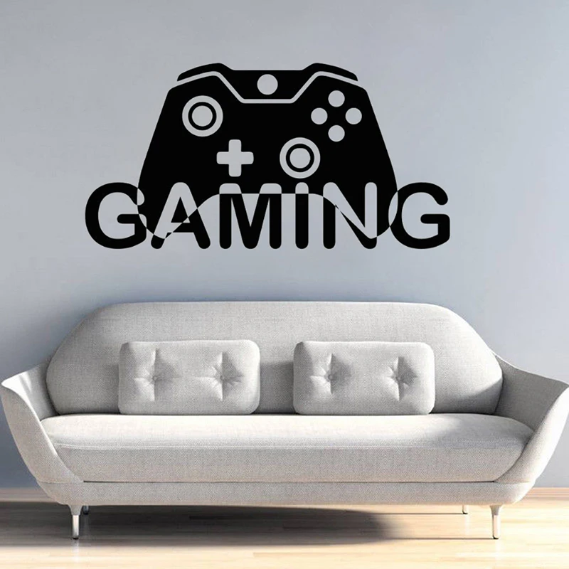 

Game Video Wall Decal Gamepad Design Wall Sticker For Interior Decoration Kids Playroom Vinyl Wall Sticker Gamer Mural L713