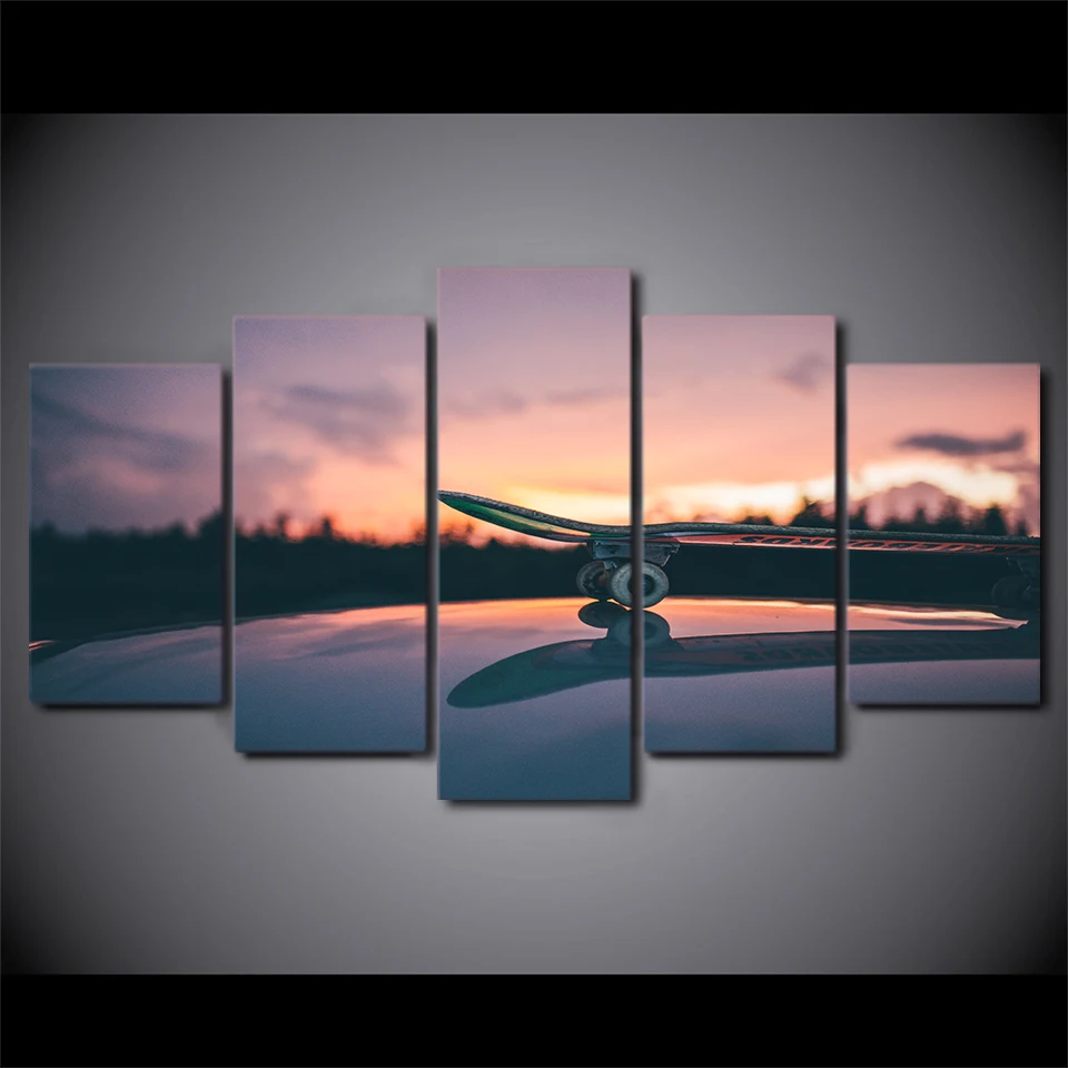 

Large Poster HD Printed Frame Painting 5 Panel Skateboard Canvas Print Art Home Decor Wall Art Pictures For Living Room