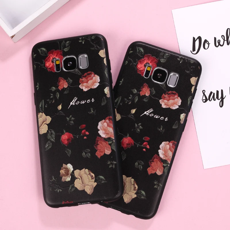 Рельефный цветочный чехол для Samsung Galaxy S8 S9 S10 Plus S7 Edge A7 2018 J7 2017 J3 2016 J5 A3 A5 A8 |
