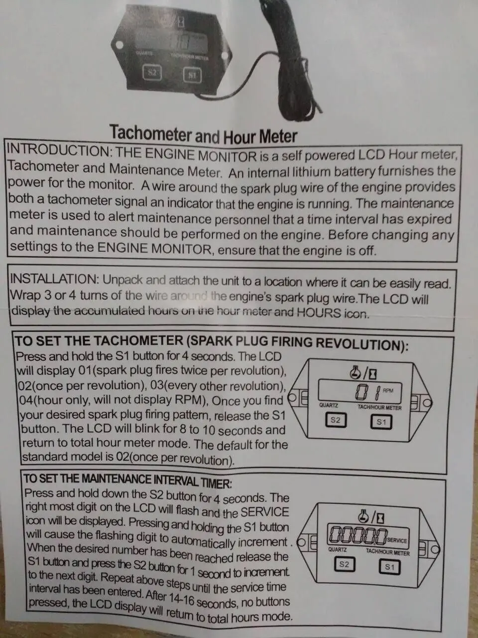 IZTOSS цифровой индукционный счетчик для мотоцикла тахометр газонокосилка ATV 2 1