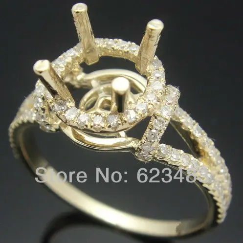 Кольцо обручальное из желтого золота с натуральным бриллиантом 14 к 8 мм|semi mount