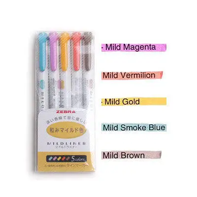 Dark colors 5pcs 3 шт. или 5 шт./компл. японская Зебра Мягкий лайнер двуглавый флуоресцентная ручка Креативные маркеры, фломастер, ручка школьные принадлежности кавайи - Color: Dark colors 5pcs