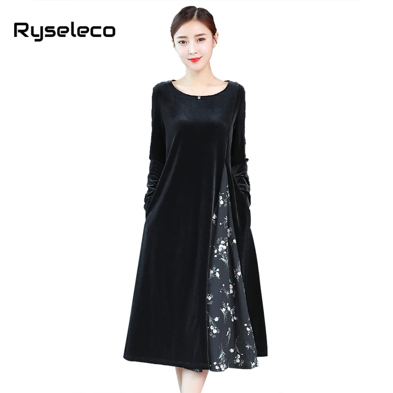 Новые женские черные платья больших размеров свободные элегантные повседневные