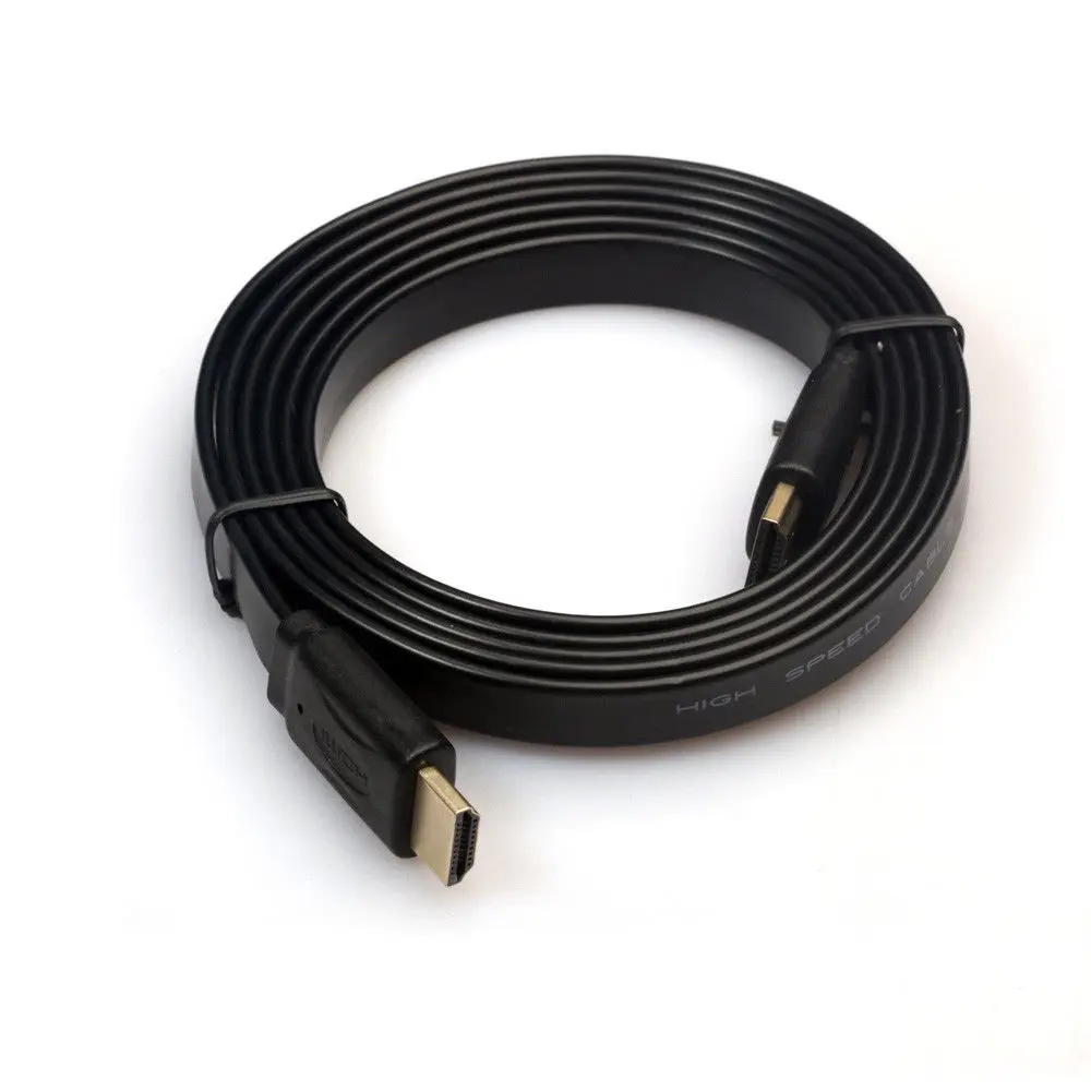 Высокая-Скорость Медь Core Audio плоский кабель HDMI V1.4 3D видео черный 3 м | Электроника