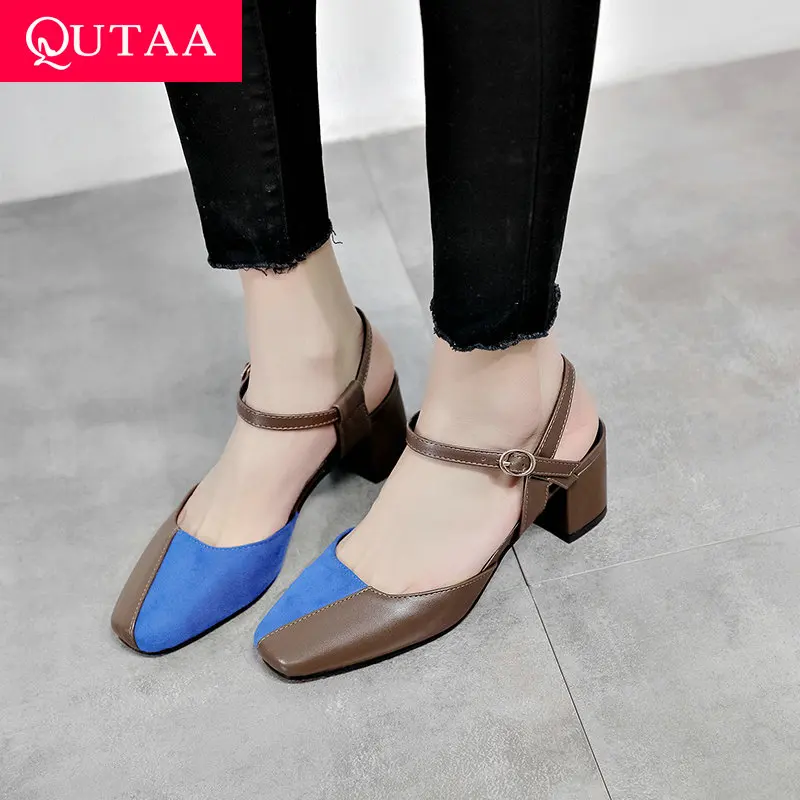 Женские туфли лодочки QUTAA разноцветные сандалии из искусственной кожи на