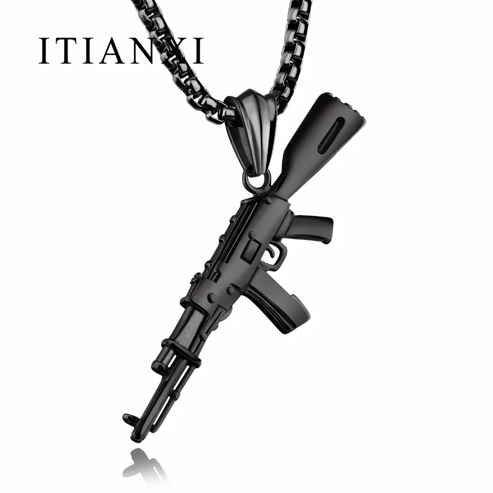 Itianxi личности AK47 пистолет Дизайн Подвески Ожерелья для мужчин человека в стиле