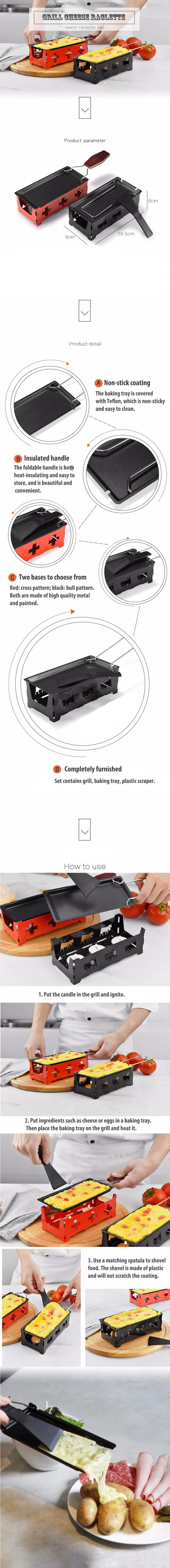 Гриль сыр раклетт набор антипригарных Griller мини барбекю доска для сыра запеченные сыр печь железа Швейцарский Сыр плавильная печь Пан лоток