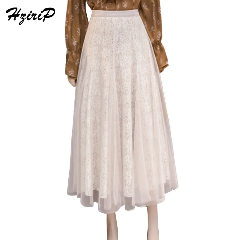 HziriP Новое поступление Женская сексуальная белая длинная кружевная юбка 2018