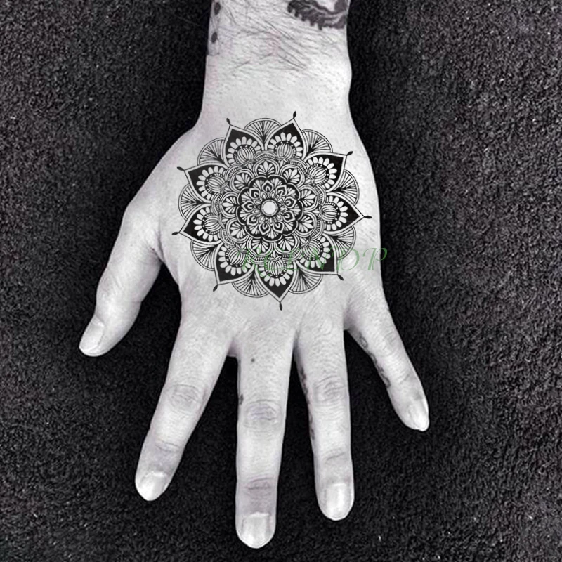 

Waterproof Temporary Tattoo Sticker datura flower pattern circle black tatto flash tatoo fake tattoos for lady women men