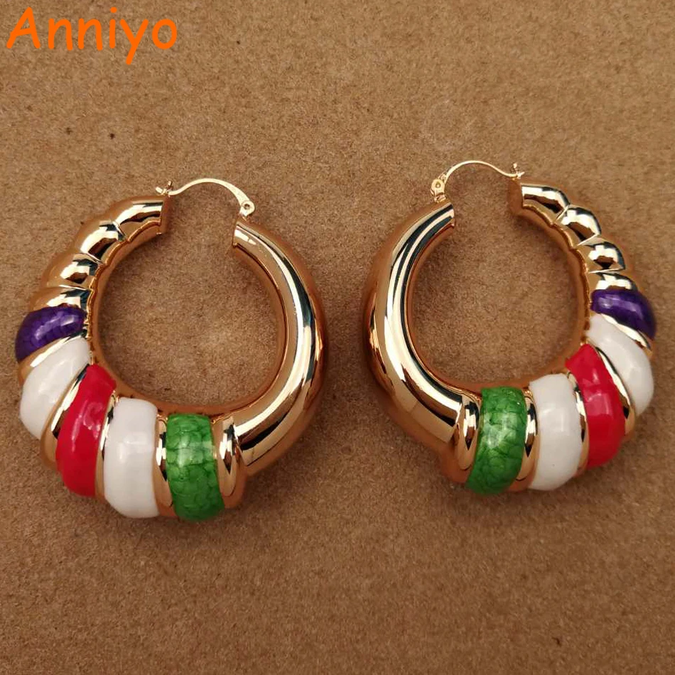 Anniyo 2018 новые нигерийские большие серьги кольца с эмалью для женщин Свадебные
