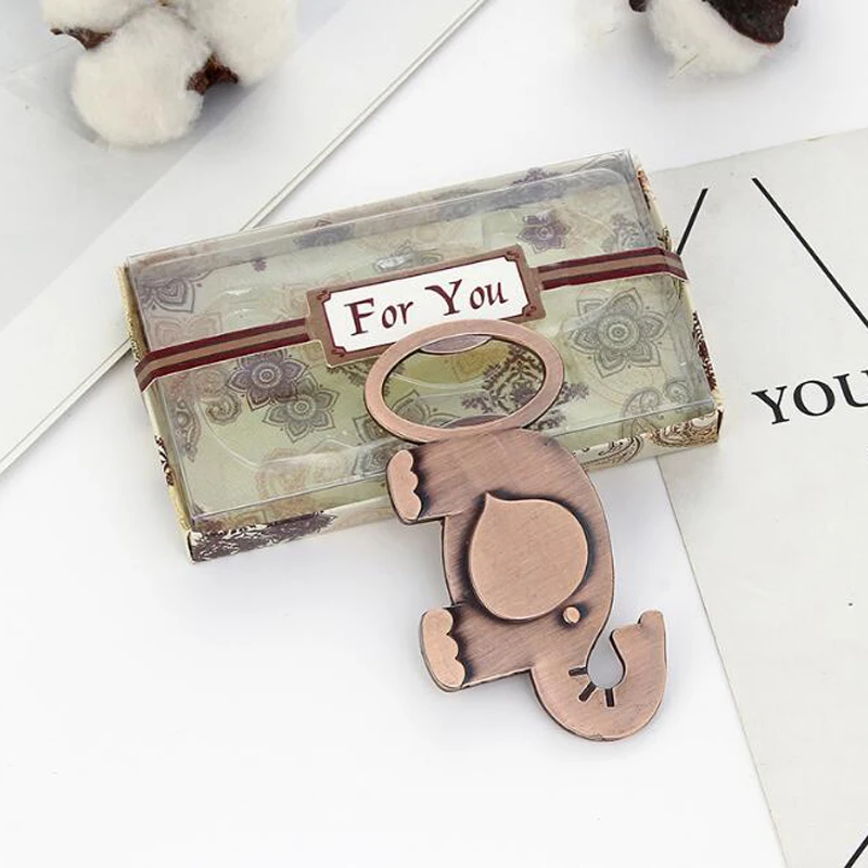 

(10 pieces/lot)Wedding Party Shower Favor Gift Rose Gold Color Cartoon Elephant Bottle Opener Wedding Favors and Gifts BO039