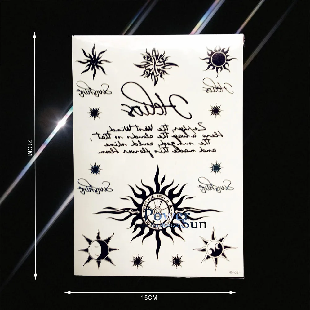 Черный поддельные Защита от солнца Moon Компасы татуировки для Для мужчин женщин