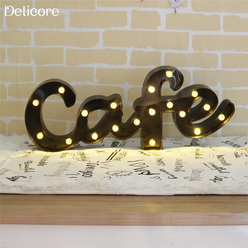 DELICORE Новый 19 светодиоды письмо Cafe ночник в форме Батарея теплый белый свет