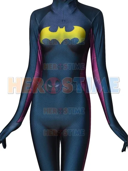 Костюм Batgirl из спандекса с 3D принтом костюм Zentai без маски супергероя для