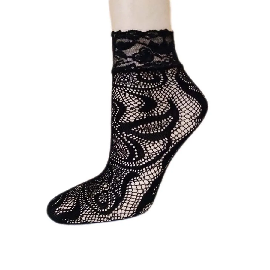 [Cospacool] 2017 Модные ажурные черные носки для женщин и девочек мягкие кружевные